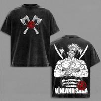 T-shirt For Men's Clothing Anime Vintage Washed Oversized T Shirt Short Sleeve Pure Cotton Tees Tops M