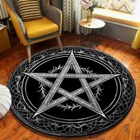 Tappeto Rotondo con Motivo Simbolo Astrologico Mistico, Stile Enigmatico, Tappetino Decorativo per Soggiorno, Spazio Creativo 60cm x 60cm