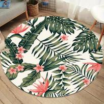 Tappeto rotondo con motivo di piante della giungla tropicale Tappeto floreale con foglie di Monstera Tappeto di grandi dimensioni per l'arredamento 60cm x 60cm