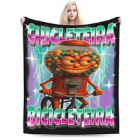 Chicleteira Bicicleteira Italian Brainrot Bicicleta Blanket Travel Flannel Throw Blanket For Home Decor Soft Warm Bedspread 75x90cm