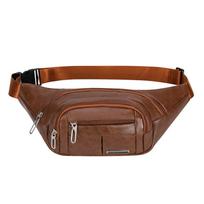 Casual PU Leather Waist Bum Bag Large Capacity Waterproof Mey Belt Pouch Solid Color Fanny Pack