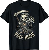Grim Reaper Free Hugs Skeleton Dark Humor T-Shirt S įvairiaspalvis