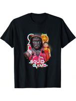 Squids Games 2 Front Man & Henchmen Glitch Logo T-Shirt S įvairiaspalvis