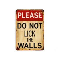 Please Do Not Lick The Walls Sign Vintage Funny Warning Sign Retro Metal S