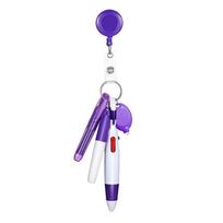 Fashion Retractable Nurse Pen Pack Portable Keychain Nurse Badge Set Lanyard ID Badge Reels violetinė