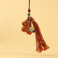 Wooden Mascot Horse Keychain Cartoon Pony Phone Strap Pendant Backpack Hanging Decoration  Year Party Gift