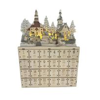 Lighted Wood Advent Calendar with 24 Drawer Countdown to Christmas Decoration Handmade Desktop Ornament Accessories 1