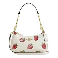 COACH Teri 24 Strawberry Print Coated Canvas Crossbody Shoulder Bag Medium Women's Chalk White balta