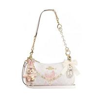COACH shoulder bag [Customized bag] Teri 25 brand micro-label detachable strap bow silk scarf extension chain printed Yundanxing basic model balta