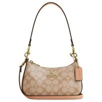 COACH Teri 19 branded monogram coated canvas hand-held crossbody shoulder bag mini women's beige ruda