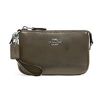 COACH Nolita 15 Pebbled Leather Zippered Mahjong Bag Underarm Bag Clutch Wallet Small Women's Olive Green žalia