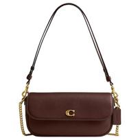 COACH Brooke 25 Gold Logo Chain Strap Calfskin Crossbody Shoulder Bag Medium Women's Brown auksas