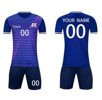 Mens Short Sleeve Soccer Uniform Set Quick Dry Athletic Sports Shirt and Shorts for Training Team Use 16 tamsiai mėlyna spalva