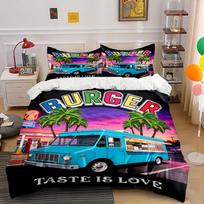 Burger truck with palm trees. Bedding sets Duvet cover sets Duvet covers Pillowcases(1 * Duvet Cover 2 * Pillowcases without duvet insert) 135x200cm