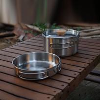 Camping Pots Pans Portable Anti Rust Stainless Steel Cookware Tableware Easily Clean for Hiking,