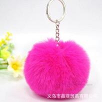 8CM Fluffy Rabbit Fur Ball Key Chain Cute Candy colors Pompom Artificial Rabbit Fur Keychain Women Car Bag Key Ring