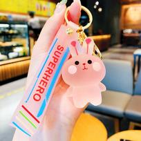 Cartoon Crystal Bear Key Chain Transparent Keyfob Cute Frog Animal Keyring Backpack Pendant Couple Car Keychain