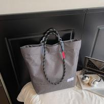 Spring New Hong Kong Style Large Capacity Tote Bag for Women Men Casual Zipper Shoulder Handbag CLE pilka spalva