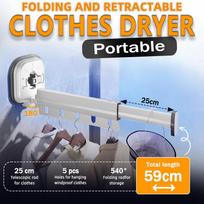 Sucker Retractable Cloth Drying Rack Collapsible Cloth Hanger Aluminum Wall Mount Indoor Space Saving Home Laundry Drying rack