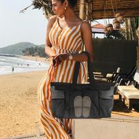 Large Capacity Mesh Beach Tote Bag Multiple Pockets Durable Lightweight Carrying Handles Spacious Storage Organizer for Outdoor Use One Size juoda