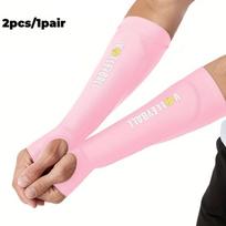 1-pair-Volleyball Arm Sleeves with Pads, Sports Arm Sleeves Support with Thumb Hole, for Men & Women, Ideal for Passing &Hitting S rožinė