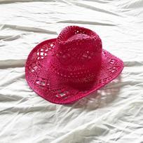 Hand Woven Panama Straw Cowboy Hat Bohemian Beach Sun Hat UV Protection Windproof Cowboy Straw Hat M55-58cm
