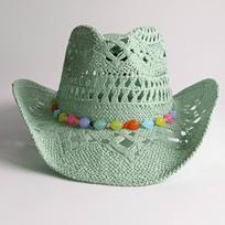 Western Cowboy Straw Hat with Leather Accents  Unisex Outdoor Travel and Beach Sun Hat  chapéu cowboy M55-58cm