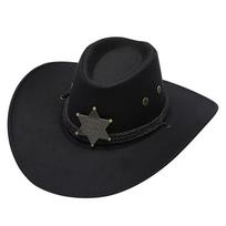 Retro Artificial Suede Beach Cowboy Hat Solid Color Wide Brim Sun Sunscreen Cap Breathable Sun Protection Party Cosplay Hat juoda