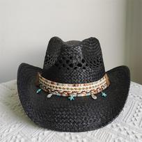 Hollow Cowboy Hat for Men Women Vintage Handmade Straw Weaving Beach Sun Hat Gentleman Lady Cowgirl Jazz Hat Bohemian 56-58CM