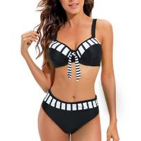 Bikini dviejų dalių maudymosi kostiumėliai moterims juodas dryžuotas seksualus maudymosi kostiumėlis moteriškas paplūdimio vakarėlis mados vasaros banglenčių paplūdimio apranga M juoda