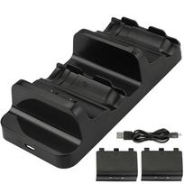 Dvigubo valdiklio įkroviklis, skirtas Xbox One, dviguba įkrovimo stotelė su 2 įkraunamais akumuliatoriais Xbox One Slim valdikliui 14*6.4*3.5cm juoda