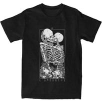 Skeleton Couple Kiss The Lovers Tarot Merch Shirts Men Women Skull Art Cool  Graphic Printing Clothes M juoda