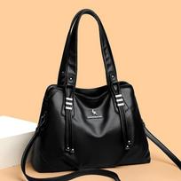 Madinga moteriška odinė peties rankinė Daugiafunkcinė crossbody rankinė kasdienai  39  x 15  x 26 cm juoda