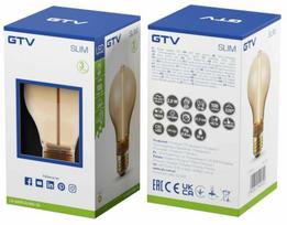 Lemputė GTV Filament Slim LED, A60, 1800 °K, E27, 2 W, 100 lm