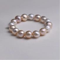 Natural big grandma baroque bright light colorful Maillard candy pearl bracelet French small fragrant style beautiful jewelry elastic cord/wrinkled wrist can be worn 15-16cm
