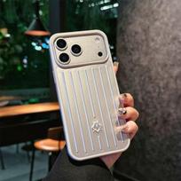 Metal Ice Sensing Backplate Premium Luxury Aluminum Alloy 3D Corrugated Stripe Luggage Phone Case for IPhone 17 ProMax 16 15 14 Anti-Drop Bumper Cover iPhone 16 Pro juoda