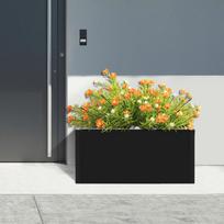 Didelė metalinė sodinamoji dėžė, stačiakampis plieninis sodo sodintuvas, 25x12x12 col. Lauko gėlių dėžė terasos vejos dekoravimui, augalų konteineris juoda