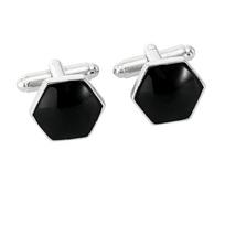 Personality Mens Black Hexagon Cufflinks Shirt Suit Tuxedo Blouse Gemelos Jewelry