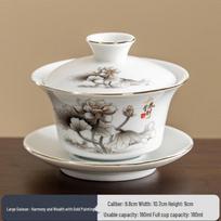 Large Blue & White Porcelain Gaiwan Teacup