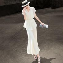 Elegant Fishtail Sling Dress with Short Sleeve Cardigan Two-piece Set 2XL abrikosas