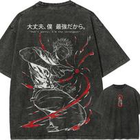 Gojo Satoru Strongest T-shirt Jujutsu Kaisen Hollow Purple Tee Vintage Washed Graphic Anime Harajuku Men Clothing S