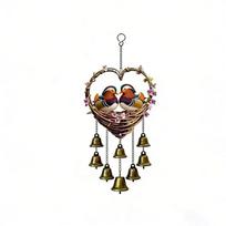 Acrylic Bird Hanging Pendant Goose Decorative Chain Cute Wind Chime with Bells  Patio Style A