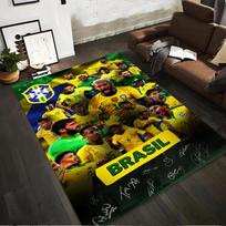 Brazil Soccer Team Carpet with Signatures and Yellow-Green Design Suitable for use as an anti-slip for living room bedroom sofas 40x60cm( 15x23in ) yellow