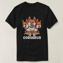 Corgerus Funny Greek Myths Three Headed Corgi Dog T-Shirt 100% Cotton O-Neck Short Sleeve Summer Casual Mens T-shirt Size S-3XL S įvairiaspalvis
