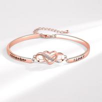 Minimalist Infinity Heart Bracelet For Best Friends Couple Gift Simple Fashion Bangle Jewelry rožinio aukso spalvos