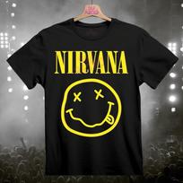 Nirvana Smiley Face Grunge Rock Band TShirt Black S3XL Unisex T-Shirt S įvairiaspalvis