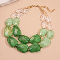 Facet-cut Oversized Resin Strand Translucent-jelly Geometric Facet Choker  Swimwear Accessories žalia