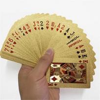 55pcs Golden Playing Entertain Cards Gold Foil Pokers Set Magic Cards 24K Gold Plastic Foil Pokers Durable Waterproof Cards auksas