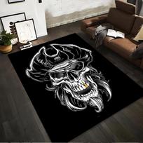 Pirate Skull Illustration Carpet with Black Background Modern Design Suitable for use as an anti-slip for living room bedroom sofas 40x60cm( 15x23in )