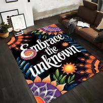 Colorful Mandala Style Carpet with  Embrace the Unknown  Text Design Suitable for use as an anti-slip for living room bedroom sofas 40x60cm( 15x23in )